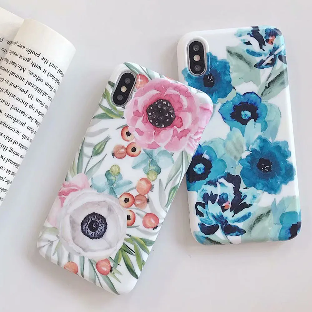 Красивые чехлы для телефонов с цветами iPhone 11 Pro Max XR XS MAX 7 8 Plus 6 6S X мягкий IMD растения