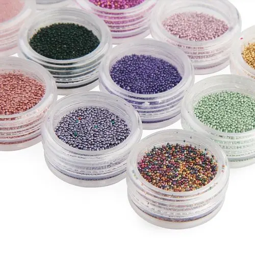 Лот из 12 Perler minibeads Нейл-арт Икра акриловый маникюр ногтей