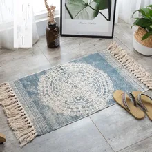 Большой размер, Ретро стиль, с кисточками, хлопок и лен, напольный коврик, для спальни, ручной работы, этнический геометрический большой ковер, коврики для гостиной