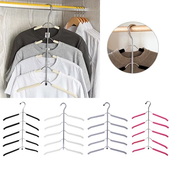 

Sponge Skid-proof Multi-layer Fishbone Type Clothes Storage Hanger Stainless Steel Multi-functional Wardrobe Support Hook 1pc