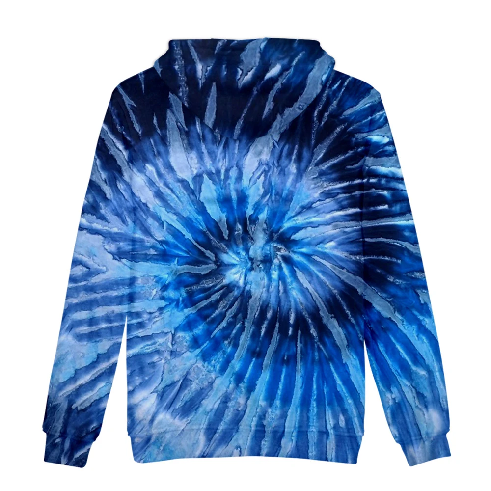 Осенняя удобная толстовка с 3D принтом tie-dye, Мужская/Женская Повседневная Синяя толстовка с 3D принтом tie-dye, зимняя уличная одежда