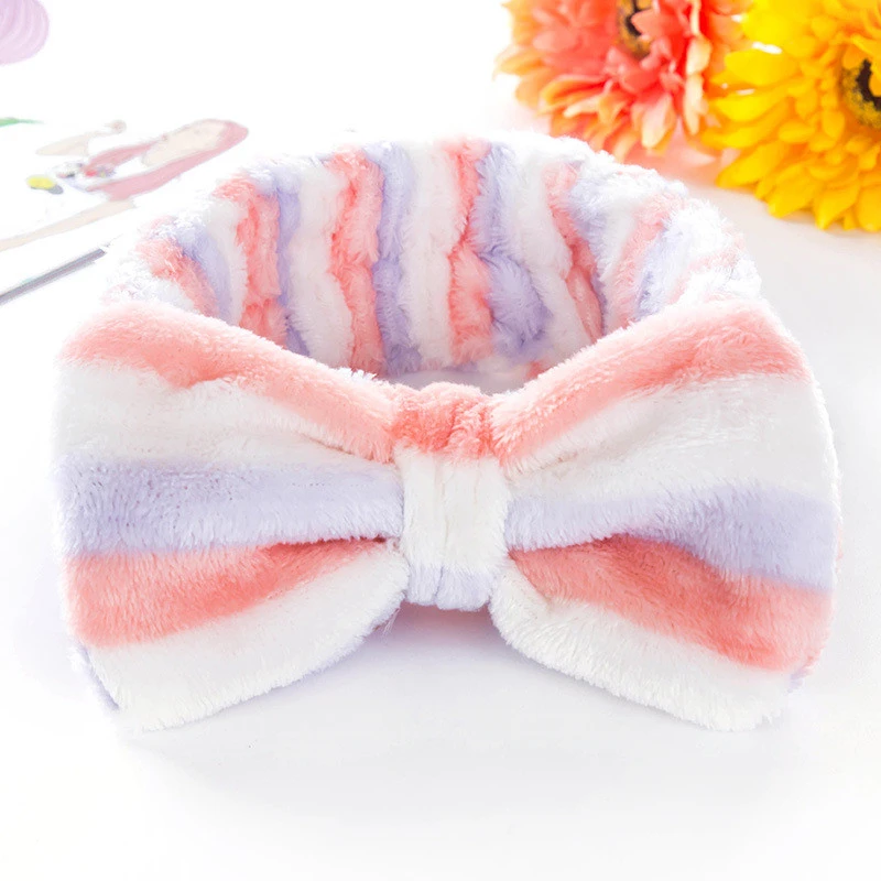 2019 New Arrival Women Head Wrap Soft Coral Fleece Makeup Headband Washing Face Turban Bow Hairband Hair Turban 1111