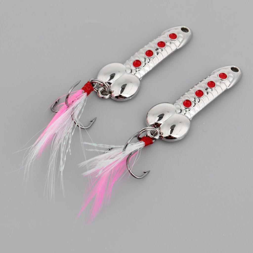 2 pcs Casting Spoons Lures Hard VIB Metal Wobble Fish Lures Sinking Spinners Bait with Treble Hook Funny Fishing Gear