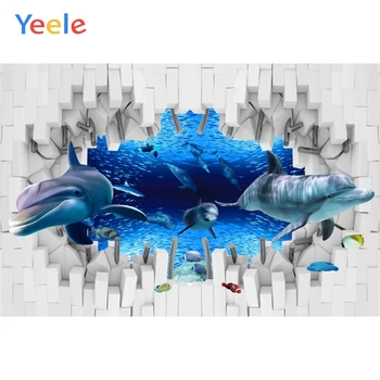 

Yeele Brick Wall Decor Photocall Dolphin 3D Painting Photography Backdrop Personalized Photographic Backgrounds For Photo Studio