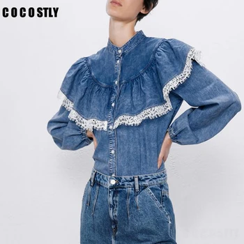 denim blouse plus size