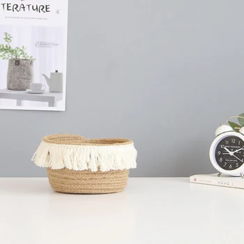 

Jute Desktop Storage Basket Seagrass Basket Wicker Storage Basket For Toys Organizer Cosmetic Storage Box Toy Gift Baskets