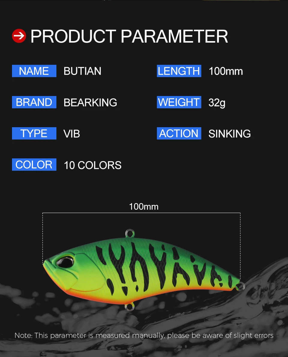 Description Picture 3 of itemBEARKING Pro 100mm 32g nice Wobblers fishing tackle fishing lures vibration bait for ice fishing Artificial accessories