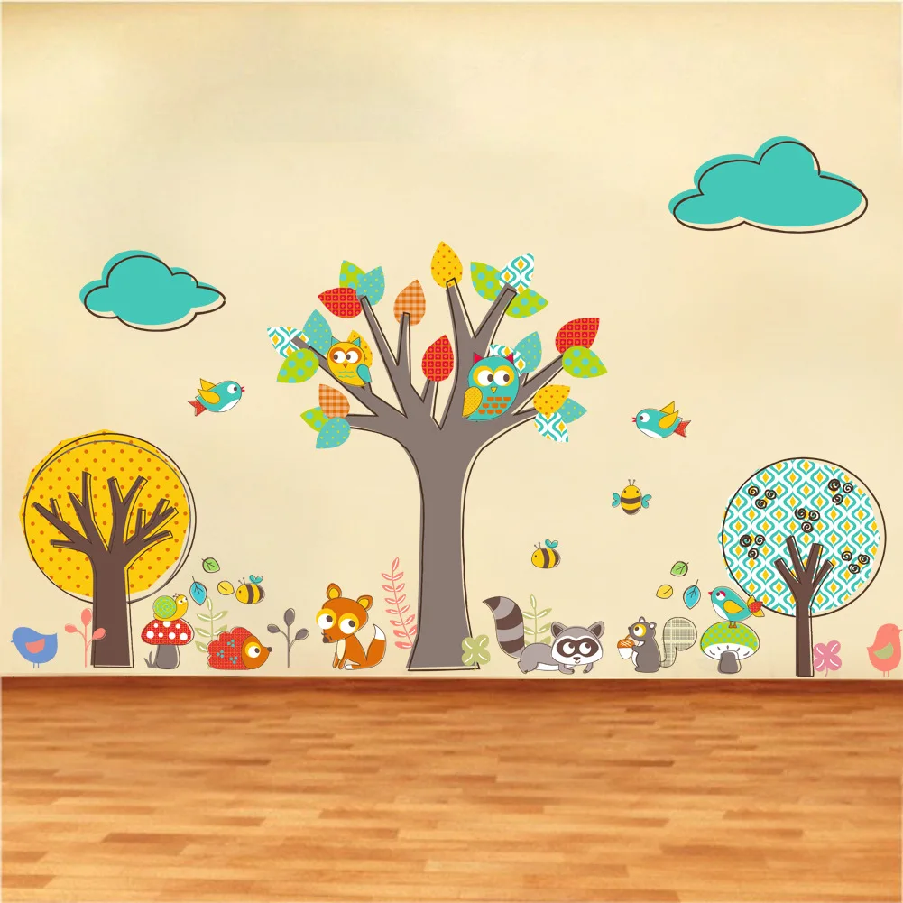 166 детская комната настенные наклейки для детского сада мультфильм креативная Сова фото наклейки детские фото клеющиеся бумага съемный