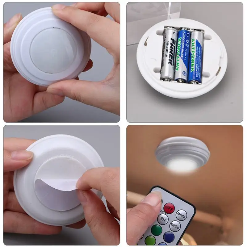 5 Packs Rgb Led Night Light With Remote Controller Battery Operated Closet Light For Kitchen Led Light Cordless Wall Night Lamp