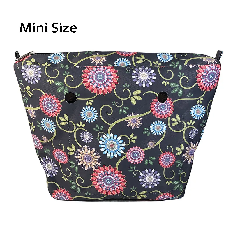 Floral Border Inner Lining Insert Zipper Pocket For obag classic mini inserts accessories organizer standard handbag 