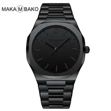 Прямая поставка, высокое качество, японские Кварцевые водонепроницаемые мужские часы с бабочкой и пряжкой, роскошные брендовые Новые Полностью черные стальные наручные часы для мужчин