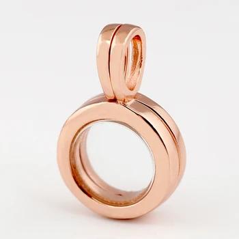 

New 925 Sterling Silver Bead Charm Rose Round Floating Lockets Sapphire Glass Necklace Pendant Fit Bracelet Diy Jewelry