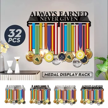 

32 Medals Holder Stainless Steel Medal Hanger Display Rack Running Swimming Gymnastics Bike Sport Medal Decoration 400MMX158MM