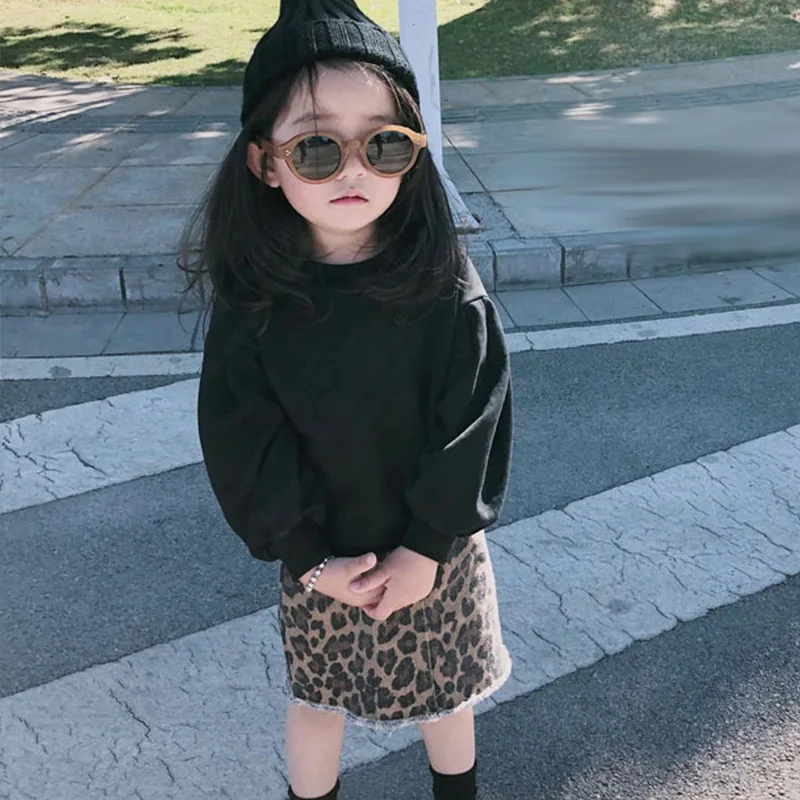 Toddler Girls clothes set spring fall long sleeve leopard kids tops+skirts children clothes 2pieces baby outfit 2 3 7 Years