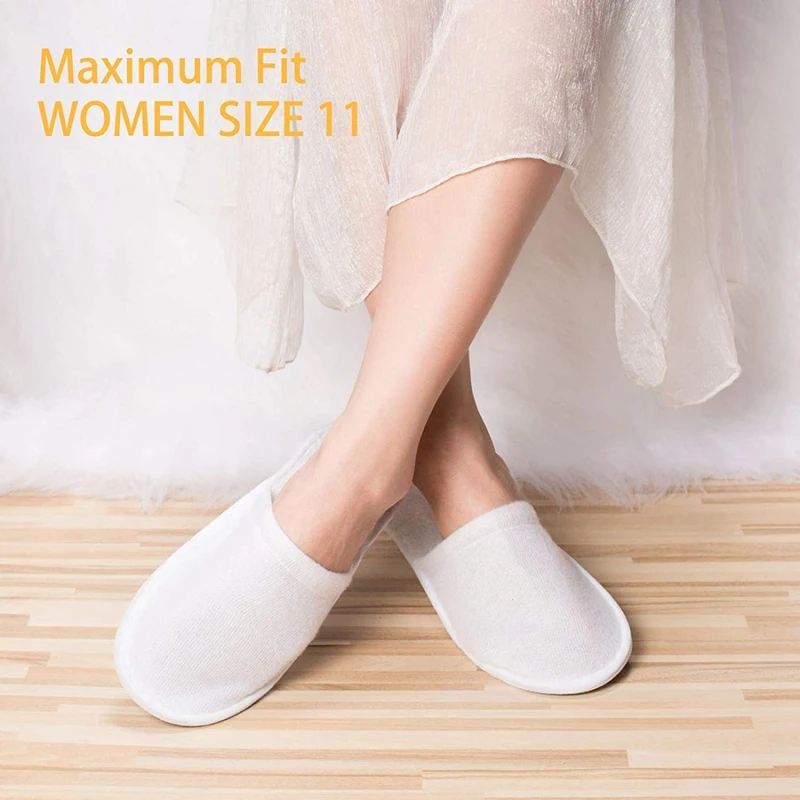 JHD-Disposable Slippers,24 Pairs Closed Toe Disposable Slippers Fit Size for Men and Women for Hotel, Spa Guest Used,(White