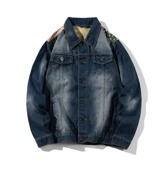 

Vogue Men's Jean Jacket Streetwear Hip Hop Flight Jackets Denim Jacket Men Brand Retro Denim Jacket Coats Fashion Jacket Men