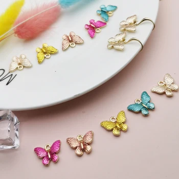

10PCS Colourful Butterfly Metal Pendants Gold Tone 3D Butterfly Enamel Charms Fit Earrings Finding DIY Jewelry Material YZ829