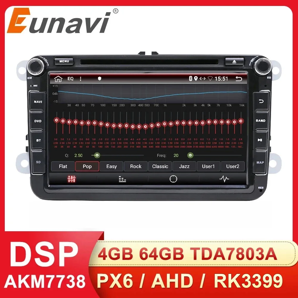 Eunavi 8 'ƈ Din Автомобильный dvd плеер Android для VW Volkswagen Polo Jetta passat b6 b7 cc fabia Touran golf 6 Tiguan