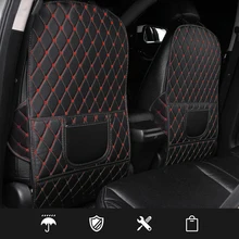 

PU Leather Anti-Child-Kick Pad for Car Waterproof Seat Back Protector Cover Universal Auto Anti Mud Dirt Pads with Storage Bag