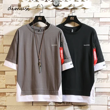 

DIMUSI Men's T shirt Summer Mens Cotton Half Short Sleeve Sweatshirt Tshirt Male Hip Hop Streetwear Tracksuit Sports Top Tees
