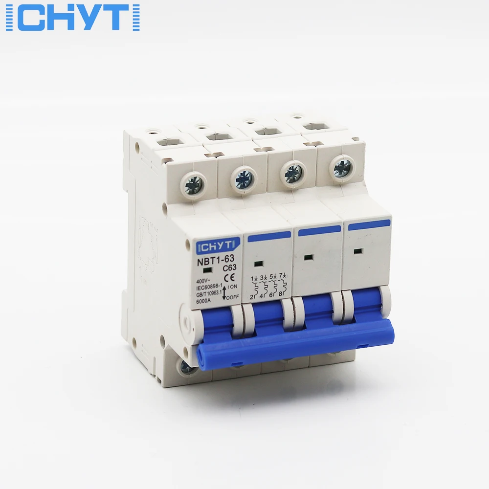

Household Miniature Circuit Breaker C type AC MCB NBT1-63 4P 6A 10A 16A 20A 25A 32A 40A 50A 63A