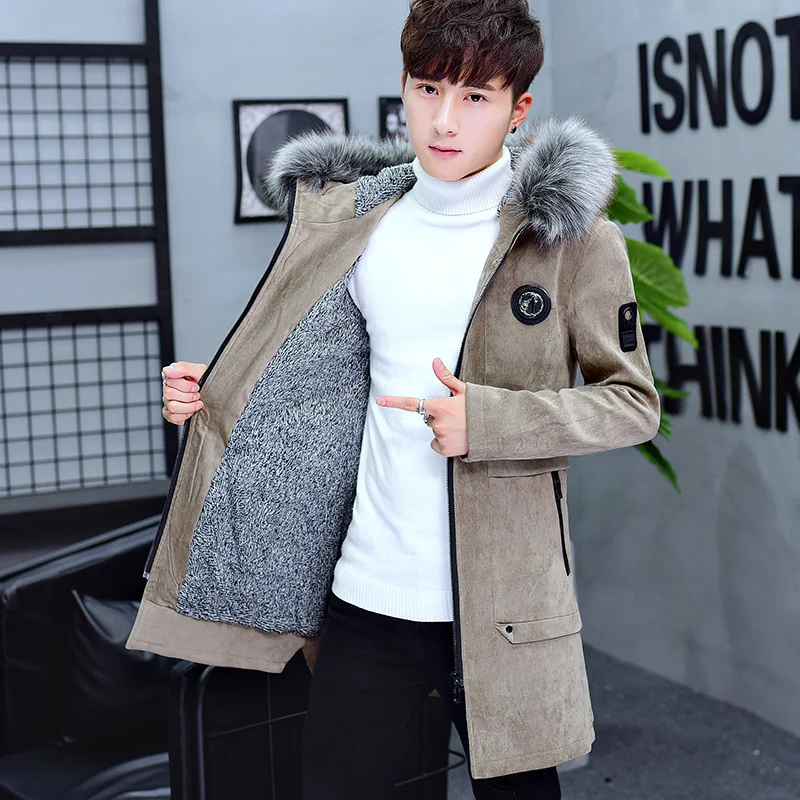

New Autumn and Winter Flannel and Men's Cotton Clothes, Autumn and Winter Mid-long Winter Coat, Korean Version, 2019