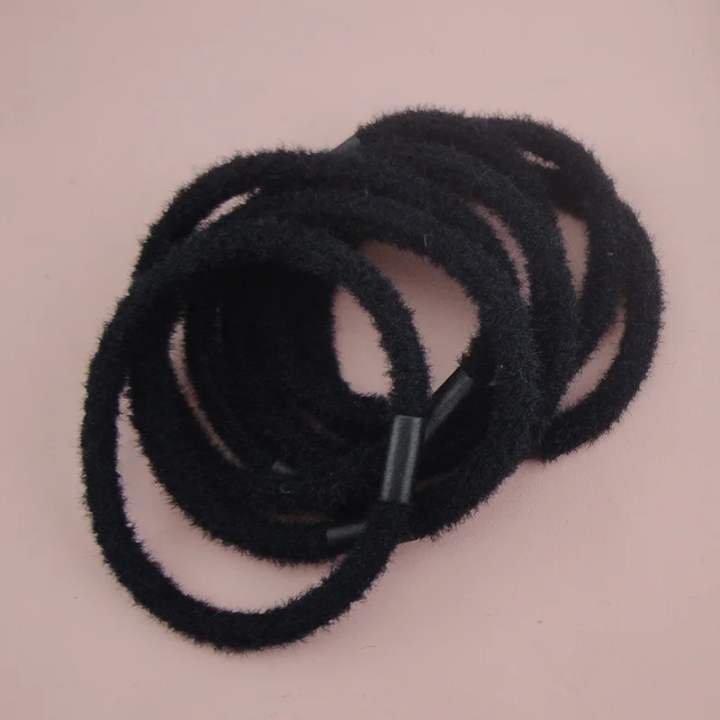 Black hair bands 30 шт. 4 мм мягкая шерсть мех эластичная резинка для волос держатели резинки для волос бархатные Галстуки для волос для девочек DIY аксессуары для волос - Цвет: Black hair bands