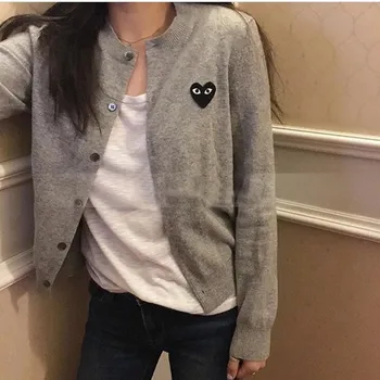 

Women's Wool Cardigan Coat Long-sleeved Solid Colors Clothes 2020 Autumn 6 Color Single-breasted Red Heart Knit Sweater Y221