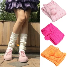 

Women Girl Knit Winter Leg Warmer Socks Japanese Loose Style Lady Sock Boots Knee Stockings Candy Leggings Warm Heap Heap Socks