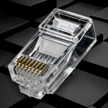 

Gold Plated RJ45 Net Network Plug Cat5 CAT5e Connector 8P8C utp Unshielded Modular Rj45 Plug Terminals 25/100/200/500Pcs