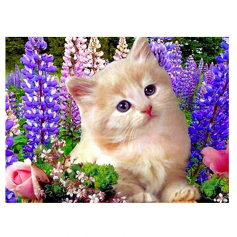 Полный Круглый бриллиант с изображением кота животных С алмазами украшения для