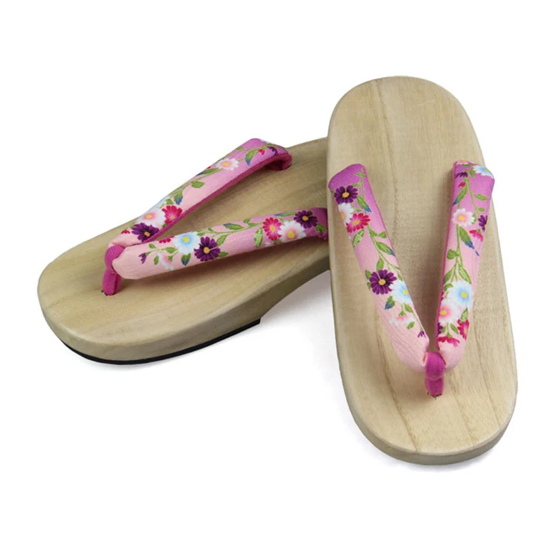 Женские Вьетнамки в японском стиле с цветочным рисунком сакуры; деревянная пауловния; шлепанцы для купания; сандалии на плоской подошве; традиционная обувь - Цвет: Color6