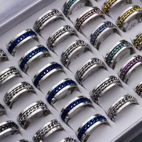 20pcs/lot Cool Spinner Chain Titanium Steel Rotatable Rings For Women Men Jewelry Party Gifts Mix Color Wholesale 1