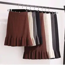 Женский свитер плиссированная юбка Зимняя женская плиссированная юбка до середины икры Империя Макси Юбки трикотажные с высокой талией теплые элегантные юбки в складку