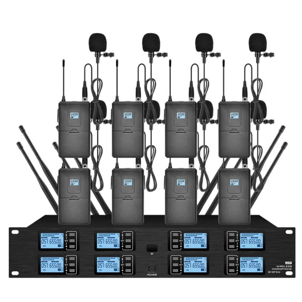 Professional UHF wireless microphone 8 channel handheld microphone lavalier stage performance conference wireless lavalier microphone wireless handheld microphone