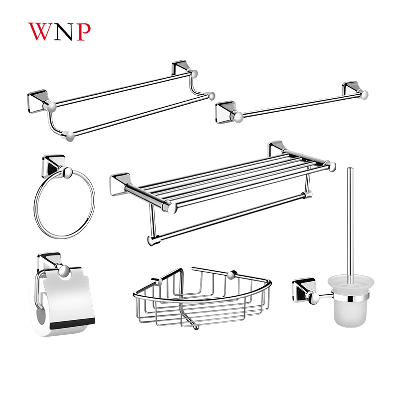 

No.1902 Classic Bathroom Hardware Set,Towel Rack,Toilet Paper Rack,Towel Ring,Corner Basket,Made Of Electroplated Brass