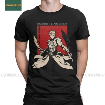 

Men's T-Shirts Emiya Blade Works Fate Grand Order Cotton Tees Short Sleeve Anime Saber Buster FGO Arts Extra Attack T Shirts