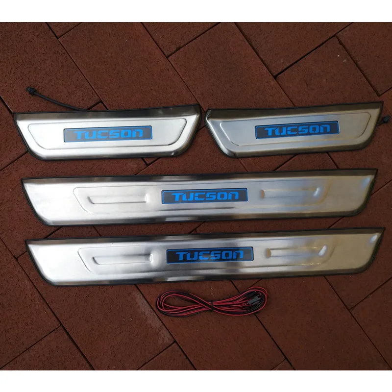 Tucson Car Door Sill Protector LED Light Stainless Steel Door Sill Scuff Plate for HYUNDAI Tucson