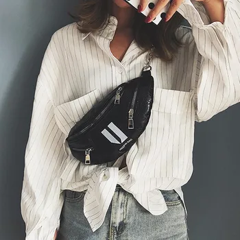 

women women waist bag fanny pack leather pouch Harajuku streetwear belt bag dual zipper money nerka belt Purse Pouch heuptas new