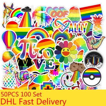 

50PCS One Pack 100 Set Rainbow Stickers For On The Laptop Fridge Phone Skateboard Travel Suitcase luggage Cool Sticker