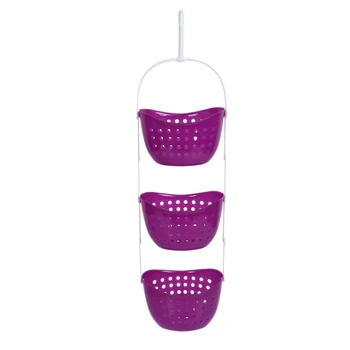 

HOT 3-Tier Plastic Basket Shower Caddy Hanging Rack Tidy Shelf Organiser Storage, Purple