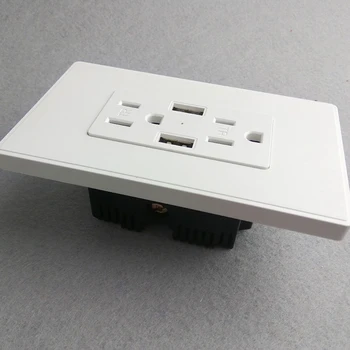

FUNN-Double Outlet USB Wall Socket Strip Receptacle Power Supply Socket with USB Wall Plug DC 5V 2.4A 1 US Plug