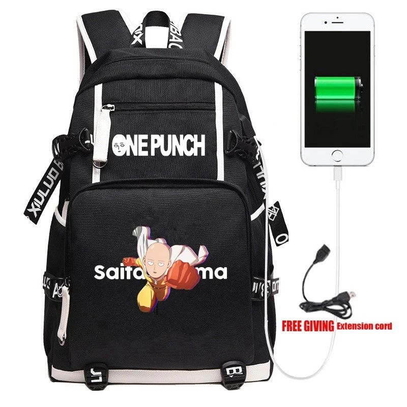 New Anime One Punch Man Backpack Unisex Travel Shoulder Laptop Bags Cartoon Teens Kids Student School Bags Bookbag Gift - Цвет: 13