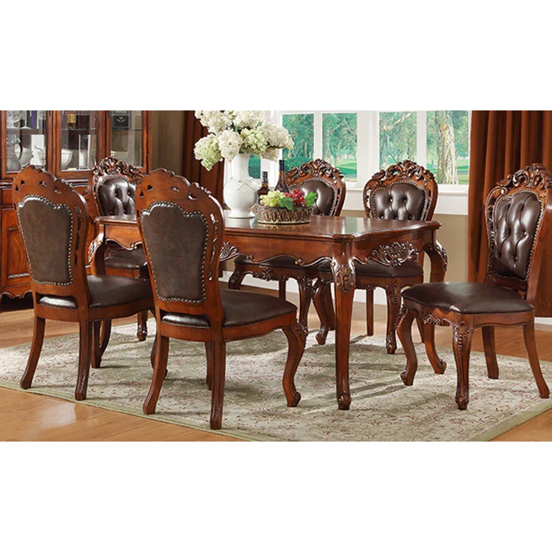 

Home furniture wooden dining table designs and leather dining room chair WA647