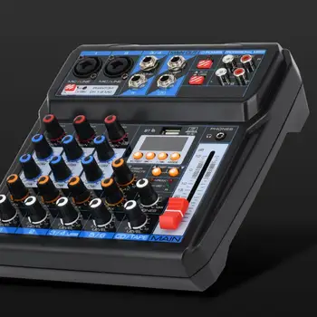

6 Channel 16 DSP Effects Audio Mixer Professional Sound Mixing Console DC5V Power Supply USB Record Bluetooth Sound Card