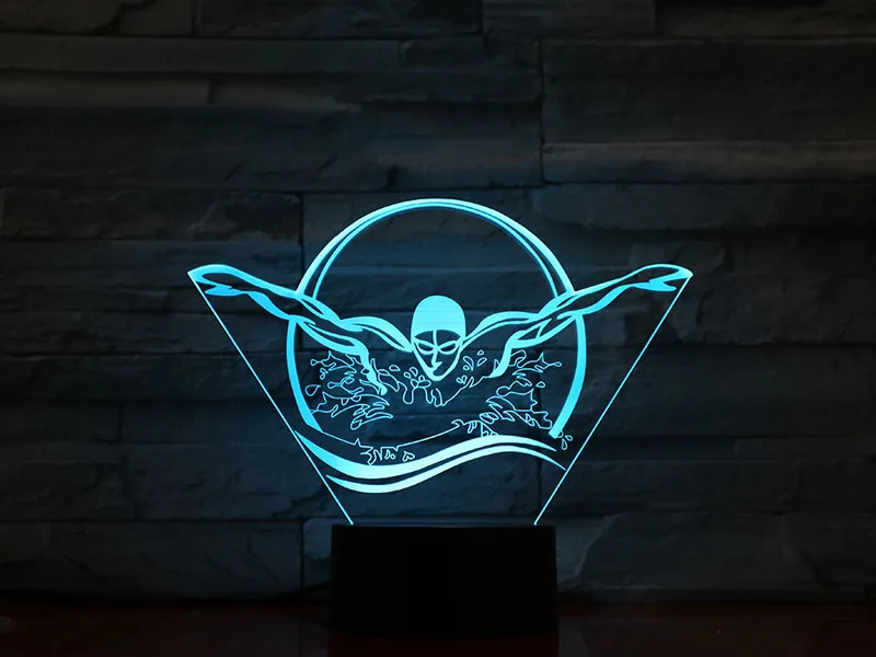 3D Lamp Sport The Butterfly Swimming Most Interesting Present for Infant Atmosphere Touch Sensor Led Night Light Lamp Hologram