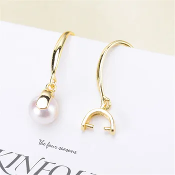 

DIY Pearl Stud Earrings Holder S925 Sterling Silver Earrings Settings Women DIY Earrings Jewelry Findings