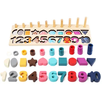

Math Toys Digital Shape Pairing Learning Preschool Counting Board Kids Educational Wooden Toys for Children Gift