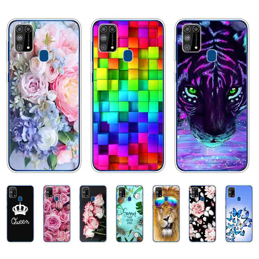 Per La Cassa Di Samsung M31 6.4 "Copertura Molle Di Pollice Del Silicone Tpu Per La Galassia M31 M 31 Sm-M315 Funda Del Paraurti Delle Coperture Poste