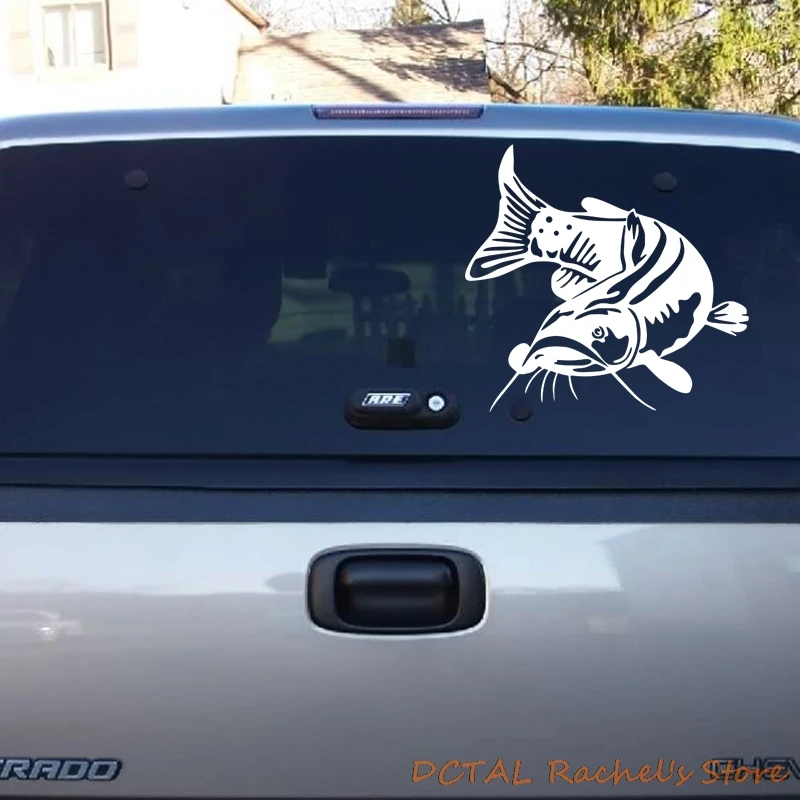 Catfish Car Sticker Fish Decal Fuel Tank Cover Door Window Trunk Motorcycle Helmet for Volkswagen VW Golf Polo SUV decor